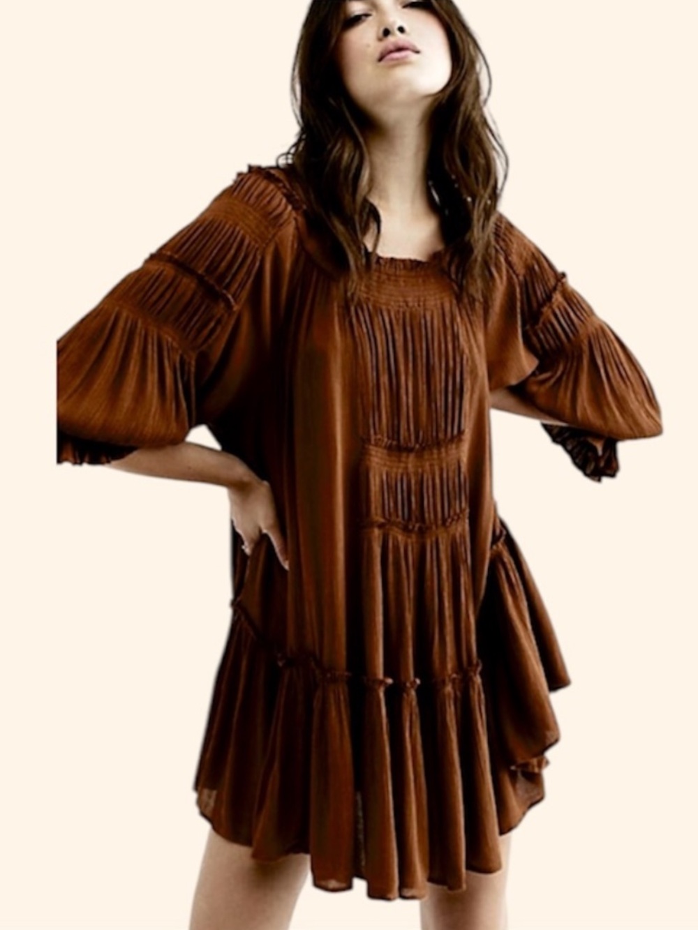 FREE PEOPLE See Ya There Mini Dress NEW Size M Dark Brown